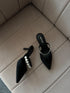Crystal Embedded Slid On Pointy Toe Heel